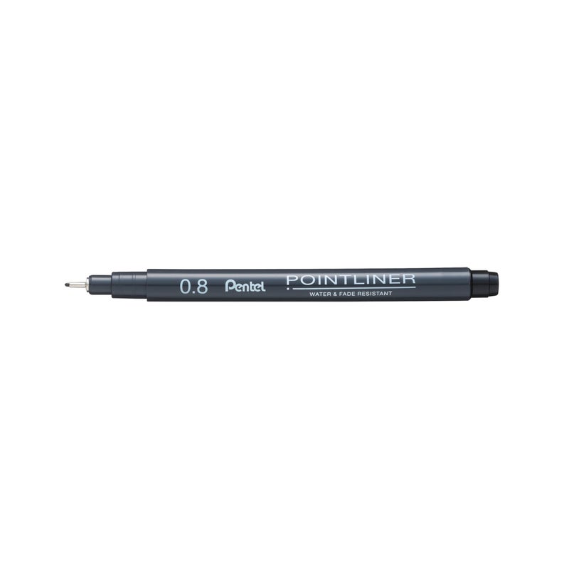 Pentel Arts Pointliner Drawing Pen, 0.8mm, Black Ink, Box of 12 Pens (S20P-8A) - Image 1